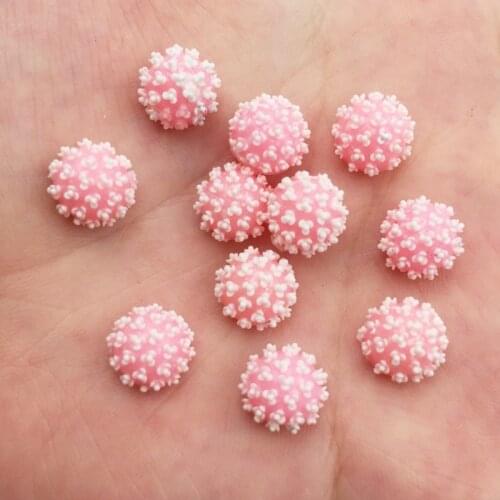 50Pcs Resin Colorful Flower Half of Bayberry Ball Flatback Bead Stone Clothing Applique DIY Scrapbook Decor Home Crafts OF923