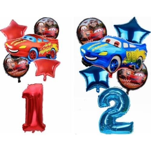 6pcs/Set Disney McQueen Cars Foil Balloon 30inch Number Helium Balls Boys Birthday Party Decoration Kids Toy Globos