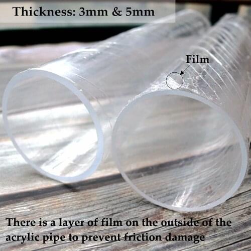 2pcs OD 90mm x ID 80mm/84mm x Length 50cm Acrylic Pipe Transparent Fish Tank Aquarium Supplies Plexiglass Tube Garden Water Pipe