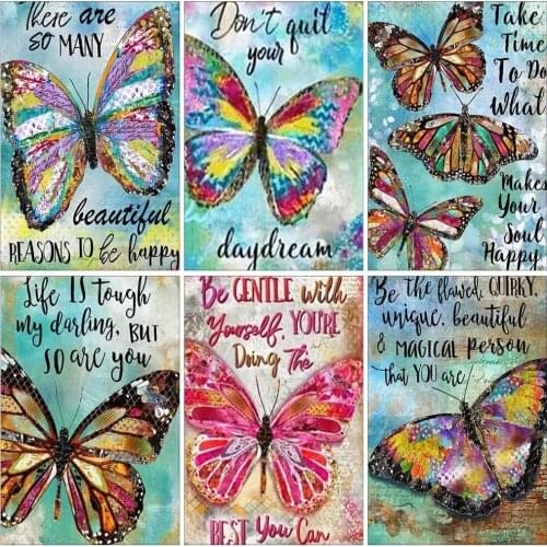 ARMYQZ Diamond Painting Full Square Butterfly Diamond Mosaic Animal Cross Stitch Rhinestones Art Bead Picture Kits Home Decor