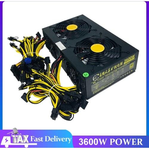 3600W Modular Mining rig Power Supply Bitcoin Mining Machine Power PSU for 12 GPU ETH Rig Ethereum Miner 170-240V New