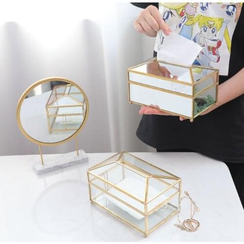 Paper Towel Box коробка для салфеток Light Luxury Simple Mirror Glass Dressing Table Decoration Creative Practical Napkin Boxes