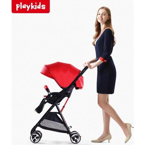 Playkids Land-scape Folding Baby Stroller Lightweight Car Portable Can Sit and Lying Trolley Suitable 4 Seasons