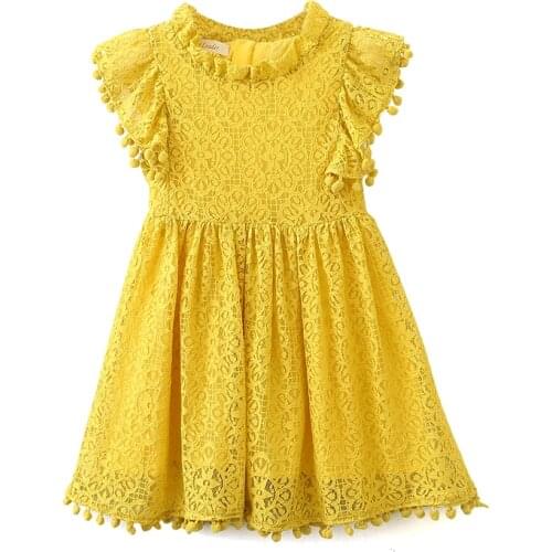 Kids Summer Dress For Girls Fashion Childrens Lace Hollow Clothes 2 -8T Sleeveless Wedding Party Flower Girl Costumes