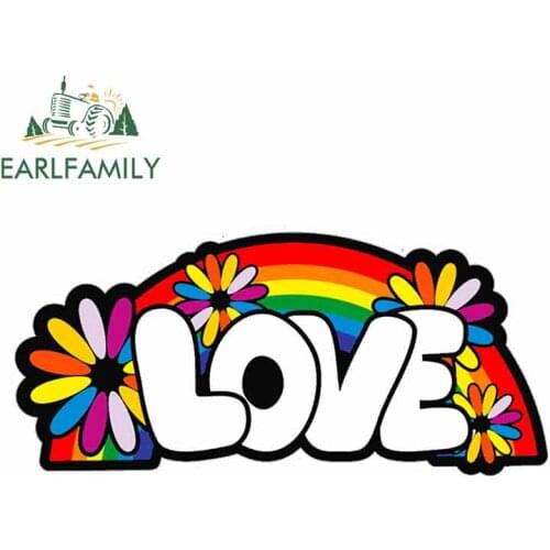 EARLFAMILY 13cm x 6.8cm For Love Rainbow Flower Child Hippy Car Graphic Decal Car Assessoires VAN GTR Decoration Stickers