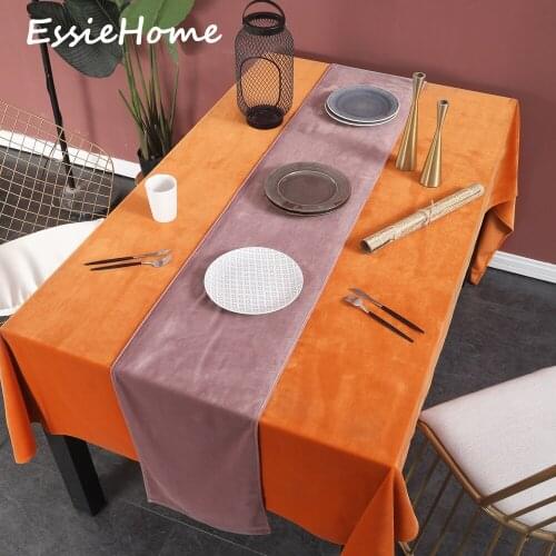ESSIE HOME Dusty Pink Rose Pink Grey Pink Single Side Matte Velvet High End Table Runner Wedding Decoration Placemat