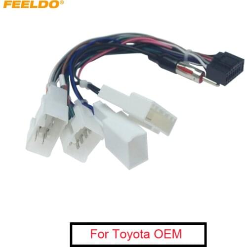 FEELDO 1Pc 16P Car Head Unit Wire Harness Adapter For Toyota OEM Car Radio Harness With 4-Terminal #AM2017