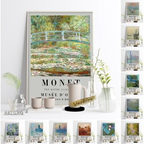 Claude Monet Impression Sunrise Classic Canvas Painting Impressionism Landscape Exhibition Poster Water Lilies Scenery Art Decor
