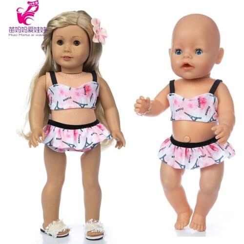 17 inch baby doll bikini pink flower set 18 inch girl doll swim clothes set baby girl birthday gift