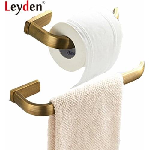 Leyden Antique Brass 2pcs Wall Mounted Towel Ring Holder Toilet Paper Holder Toilet Roll Paper Holder Bathroom Accessories