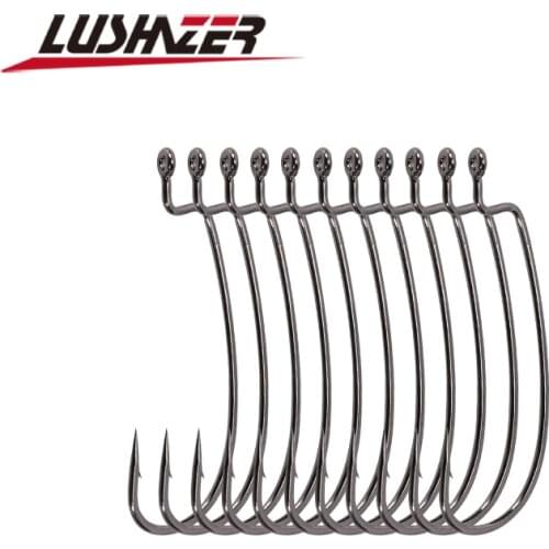 LUSHAZER fishing hooks high quality jig head Crank hook 1# 1/0# 2/0# 3/0# 4/0# soft lure hooks bait hooks single hook accessory