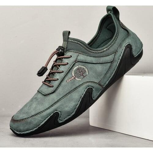 2021 New Mens Leather Loafers Luxury Brand Business Lace-Up Loafers Moccasins Fashion Casual Soft Non-Slip Driving Shoes Hot