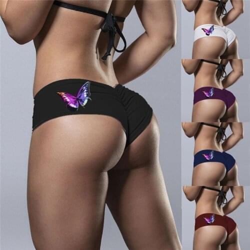 Soft Sexy Ladies Women Sports Shorts Girls Yoga Skinny Shorts Gym Training Exercise Workout Underwear Butterfly Printing