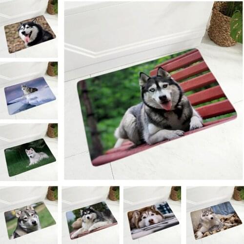 Siberian Husky Dog Soft Flannel Carpet Floor Mat for Hallway Bedroom Decor Pet Animal Rug Door Mat Non-Slip Dining room Doormat