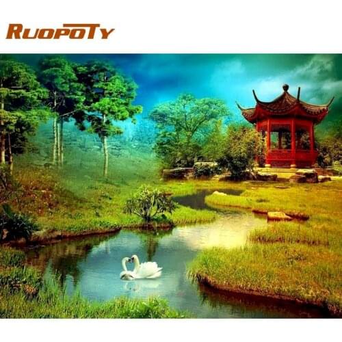 RUOPOTY Frame Painting By Numbers For Adults HandPainted 60x75cm Linen Canvas Handmade Unique Gift Home Living Room Artwork