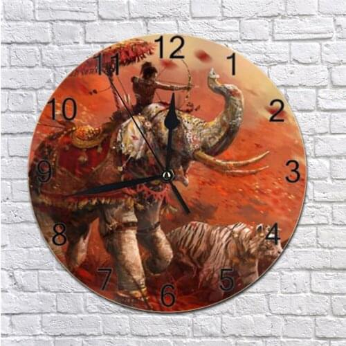 Elephant Painting Wall Clocks Numeral Digital Dial Mute Silent Non-Ticking Battery Operated Clocks Decor Art for Living Room