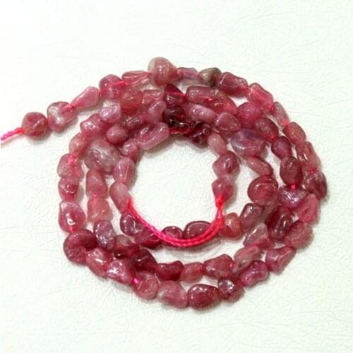 Wholesale Irregular Gravel Shape Natural Red Tourmaline Stone 3-6 mm Beads For Jewelry Making DIY Bracelet Necklace 15'' 73PCS