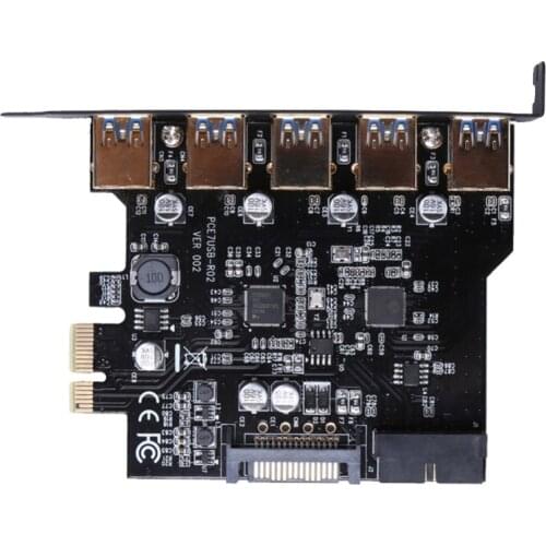 PCI-E to USB 3.0 19-Pin 5 Port PCI Express Expansion Card Adapter SATA 15Pin Connector with CD Driver for Desktop windows Mac OS