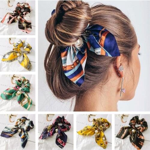 New Chiffon Bowknot Elastic Hair Bands For Women Girls Solid Color Scrunchies Headband Hair Ties Ponytail Holder Hair Accessorie