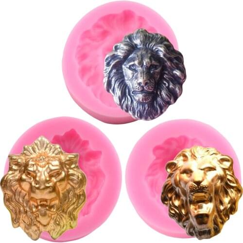 3D Lion Head Silicone Mold Fondant Chocolate Animals Molds DIY Baby Birthday Cake Decorating Tools Resin Clay Moulds