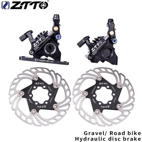 MTB Gravel Bike Hydraulic Disc Brake Flat mount CX Road Bike Disk Brake Caliper CNC bicycle Mechanical wire brake cooling pads