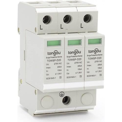 SPD 3P 10KA~20KA D ~275VAC House Surge Protector Protection Protective Low-voltage Arrester Device