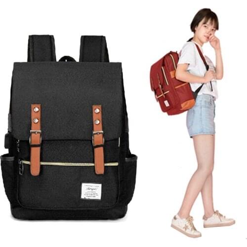 High Capacity 15.6" Laptop usb School Collage Bag For Teenagers Boy Girl Students Back Pack Bags Vintage England Preppy Style