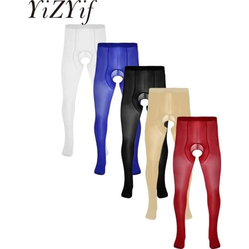 YiZYiF Men 2021 Sexy Sheer Leggings Crotchless Stretchy Lace Slim Fit Pants Men Male Gym Muscle Crop Top Costumes Gay Underwear