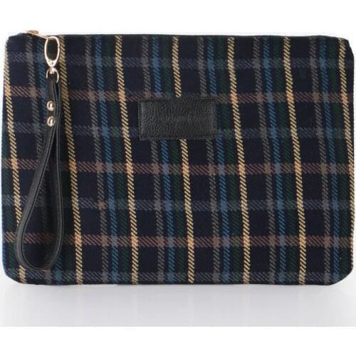 Tonar Navy Blue/Yellow Plaid Pattern Women 'S Hand Bag New Season Cool Stylish Zipper
