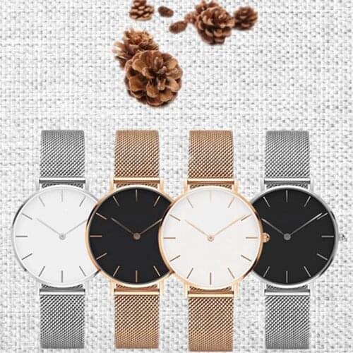 SANSHOOR Women Simple Watches With Stainless Steel Mesh Bracelet 14mm Width 115mm Length Fit Keeper Slide Charms Bangle Jewelry