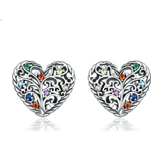 DISINIYA Tree of Life Jewelry 925 Sterling Silver Earrings Womens Silver Wedding Heart Jewelry Brinks Earrings ZSCE28933