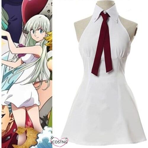 The Seven Deadly Sins Wrath of the Gods Cosplay Costume Elizabeth Liones Cosplay Costume Women White Sleeveless Summer Dress