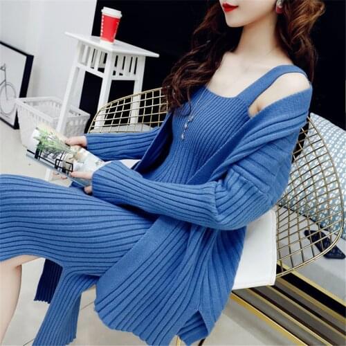 2021 new womens dress sweater skirt two-piece set of playful retro wind knit dress set