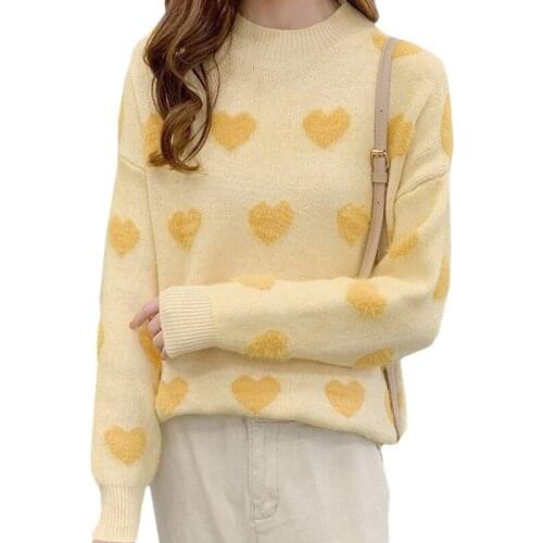 New Product Spring Autumn Casual Women Sweater Harajuku Love Of Hippocampus Hair Heart Knittshirt Literature Art Pullover Female