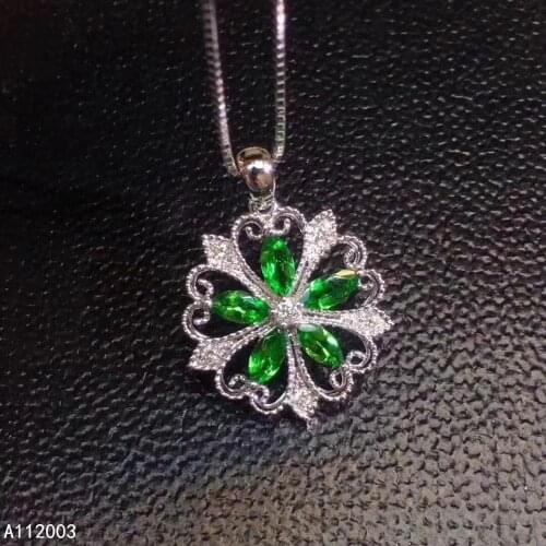 KJJEAXCMY Fine Jewelry 925 Sterling Silver inlaid Natural Emerald Female Pendant Necklace luxury Support test hot selling