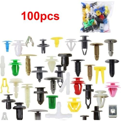 100 Pcs/set Car Panel Fender Fixing Rivets Push Pin Automotive Bumper Plastic Fastener Assorted Kit