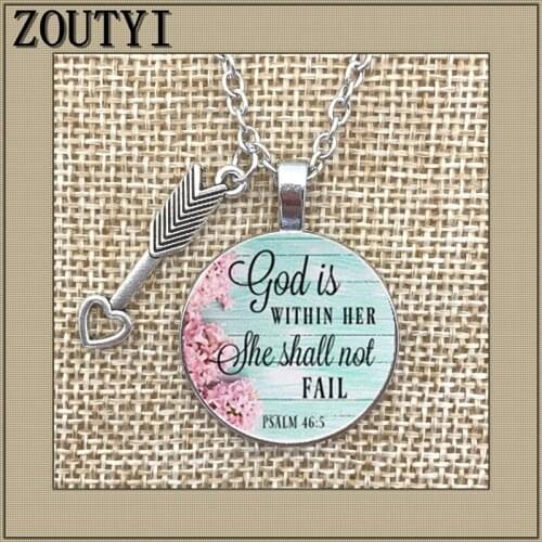 2018/ new God in her necklace, glamour alloy glass pendant necklace, faithful charm necklace, God in her heart she will not fail