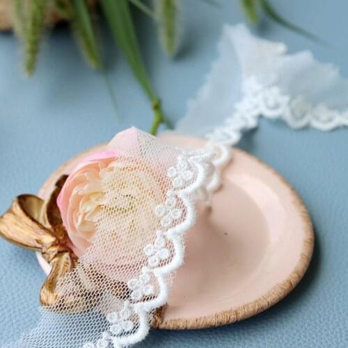 28Yards 3.5cm Mesh Cotton Embroidery Lace Trim Handmade DIY Garment Clothing Fabric Needlework Sewing Accessories 167