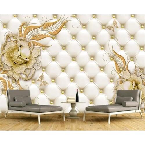 Beibehang Custom 3d wallpaper mural 3d Golden Jewelry Flower Soft Pack Jewelry TV Background Wall wallpapers for living room