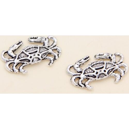 Wholesale 55Pcs Tibetan Silver Animals Crab Charms Pendants 20x12.5mm