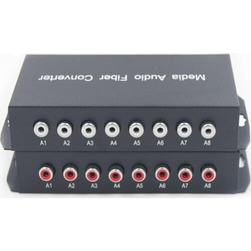 8 channel Audio Fiber Optic Media Converter Extender TX/RX - SC Singlmode SM Fiber 20Km & Multimode MM 500m for Broadcasting