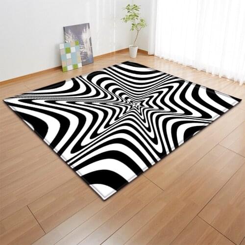 Abstract visual black and white art large carpet living room bedroom tea table mat 3D printed soft rug non-slip carpet