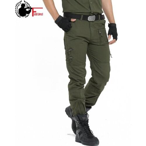 Cargo Pants Men Military Style Summer Loose Work Jogger Straight Trousers Tactical Camo Army Pant Male Zipper Pocket Black 36 38