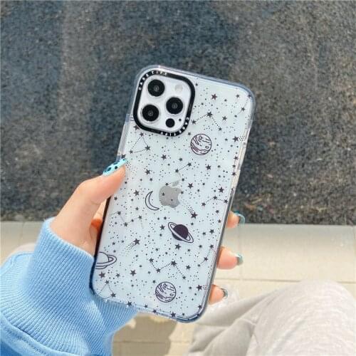 Space stars moon bumper phone case for iphone 11 Pro Max 12 Mini protection black shield cases for iphone xs x xr 7 8 Plus cover