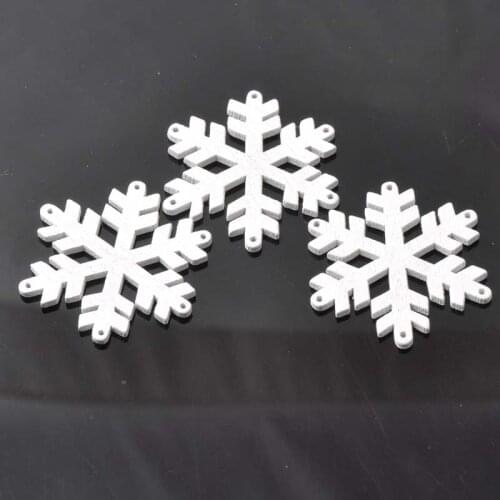 Snowflake Shaped Wood Buttons One Hole Scrapbooking Carft for Christmas Home Decoration Supplies 50pcs 36mm MT0252