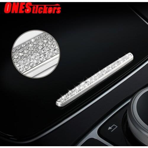 For Mercedes Benz C E GLC Class W205 W213 X253 Car Accessories Interior Center Console Water Cup Flip Trim Diamond Cover Sticker
