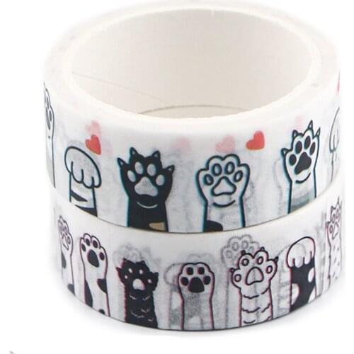 JF688 Cartoon Cat Paw Kawaii Washi Paper Tape Adhesive Tape DIY Scrapbooking Sticker Label Masking Tape