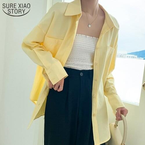 2021 Autumn Solid Button Cardigan long Shirts Women Casual Plus Size Loose Cotton Women Blouse Long Sleeve Blusas Mujer 10109