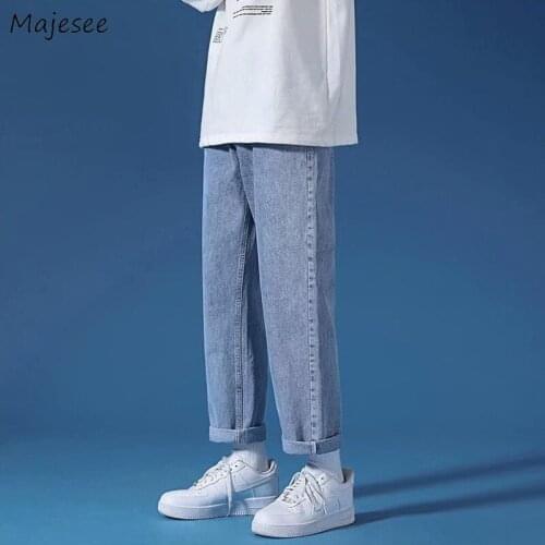 Classic Jeans Men Simple Retro Comfort Leisure Large Size S-5XL Students Ulzzang Fashionable Males Trousers Ankle Length Popular