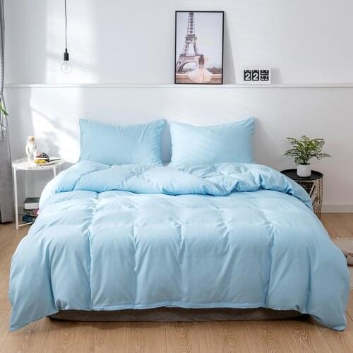 Solid Color Brushed Bedding Set 2/3pcs Comforter Duvet Cover Set King Sky Blue Quilt Cover Pillowcase Bedclotes Bed Linen Set
